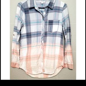 Full tilt button up ombre shirt